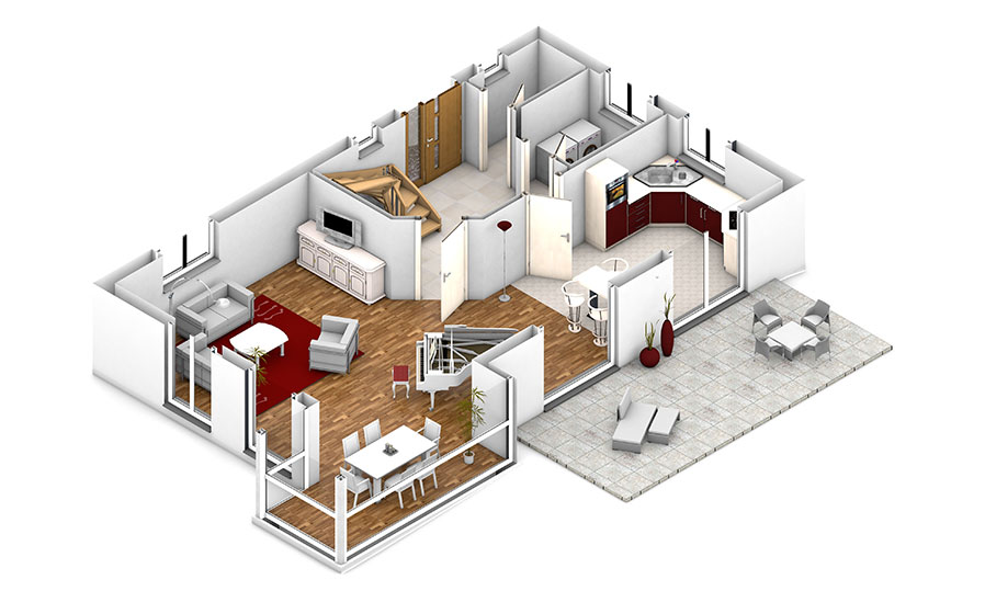 detailed 3d floorplan with furniture